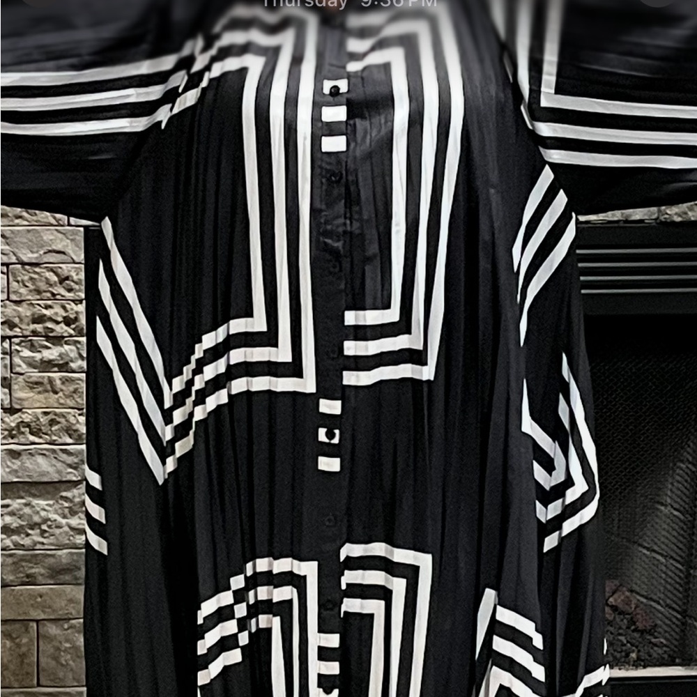Pleated Button Down Dress - Picture 2 of 3